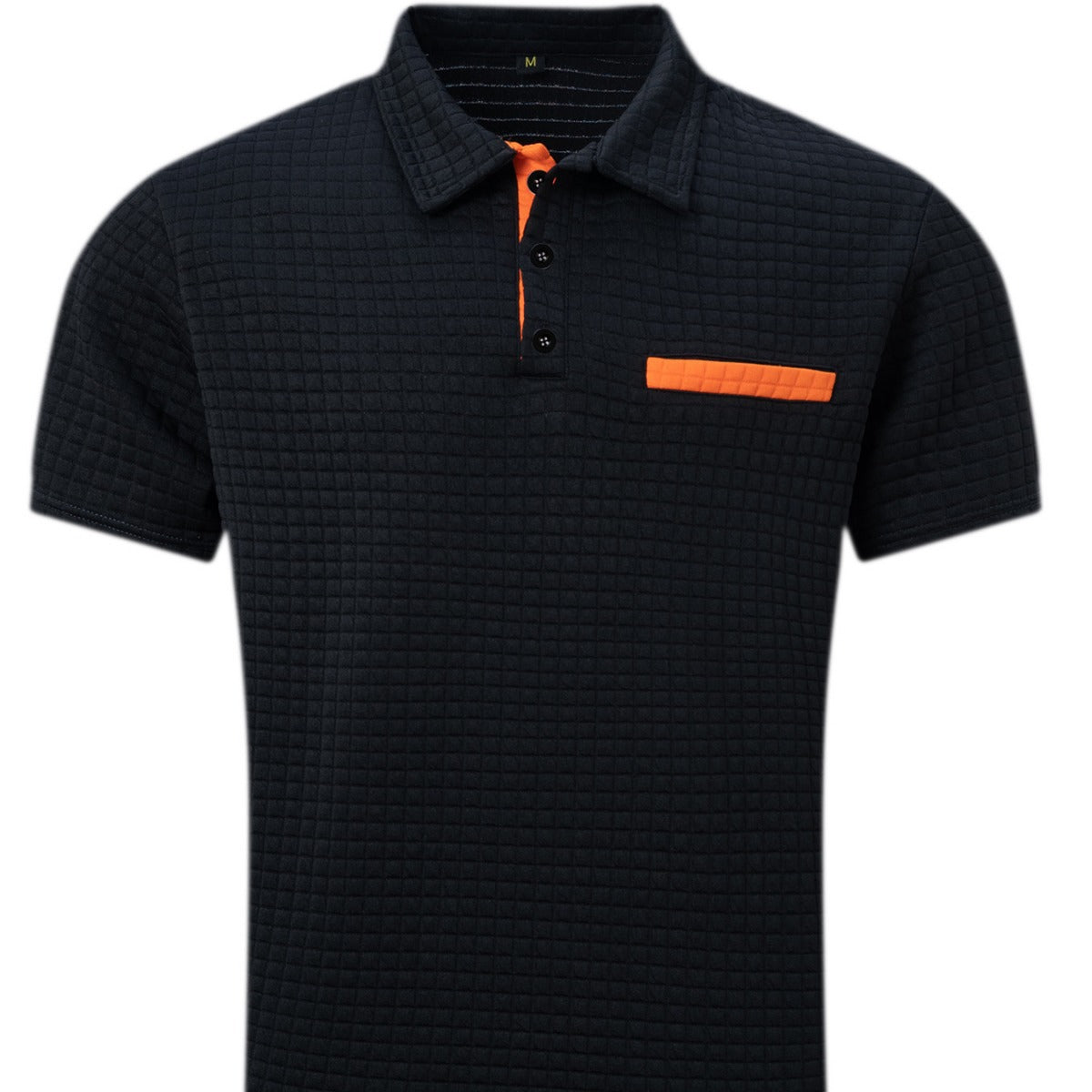 Men's Button Jacquard Plaid Sports Polo Shirt
