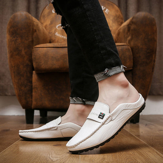 Men's Half-wrapped Loafers Slip-on Closed Toe Leather Shoes
