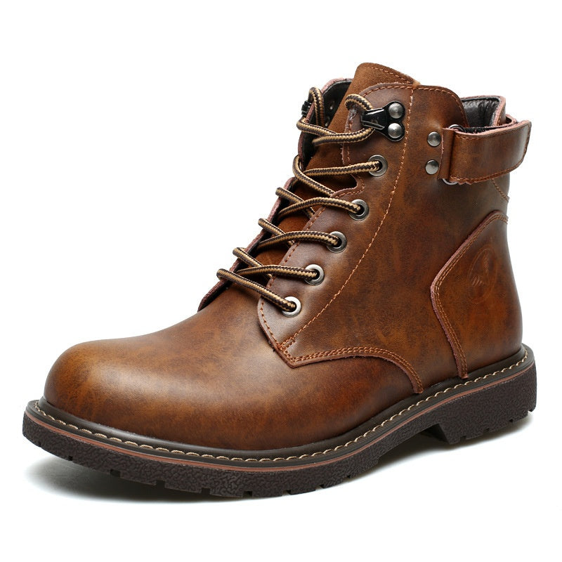 Men's Casual British Style Fleece-lined Mid Top Martin Boots